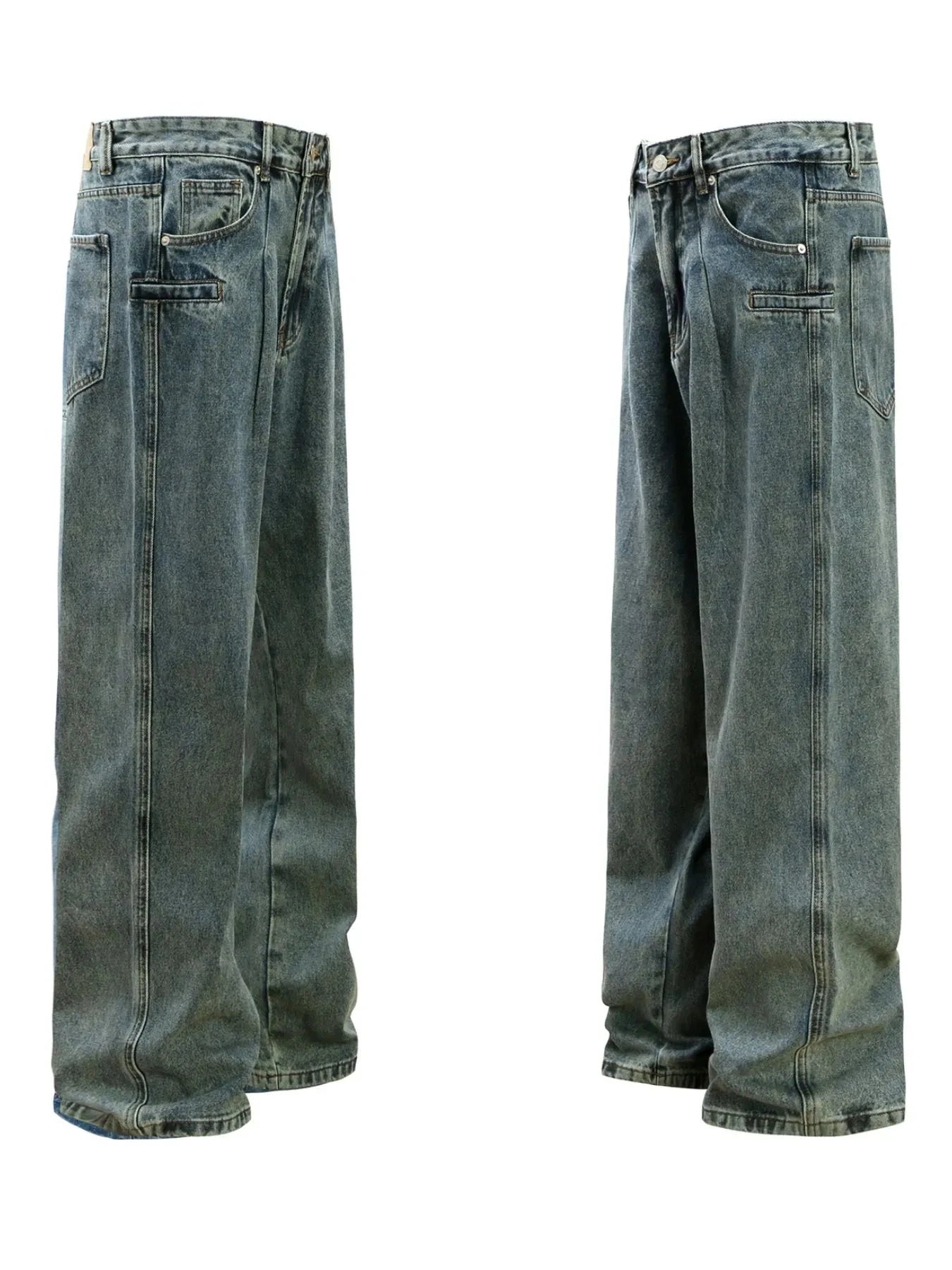 Men's Washed Wide Leg Jeans