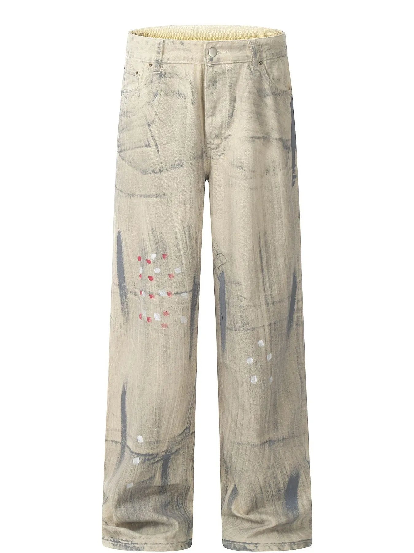 Men's Washed Wide Leg Jeans Apricot / S