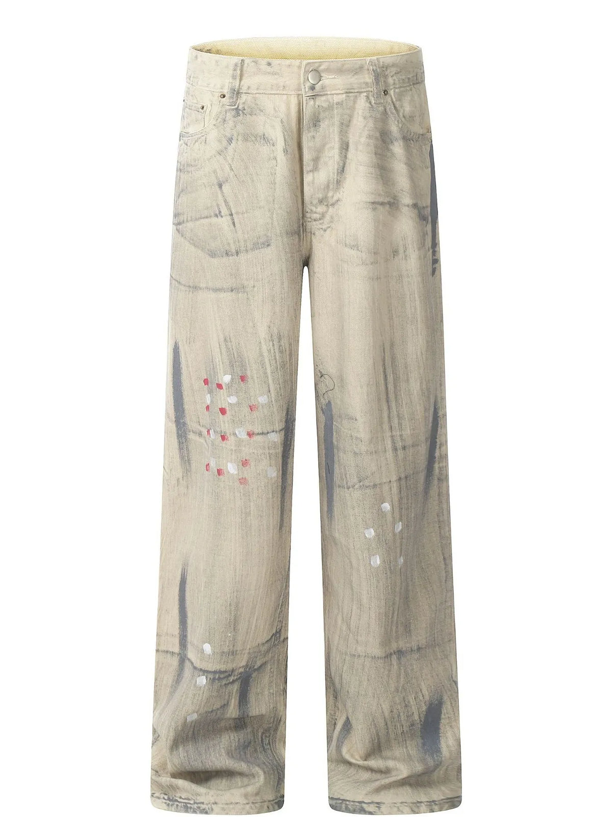 Men's Washed Wide Leg Jeans Apricot / S