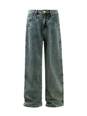 Men's Washed Wide Leg Jeans Denim Blue / S