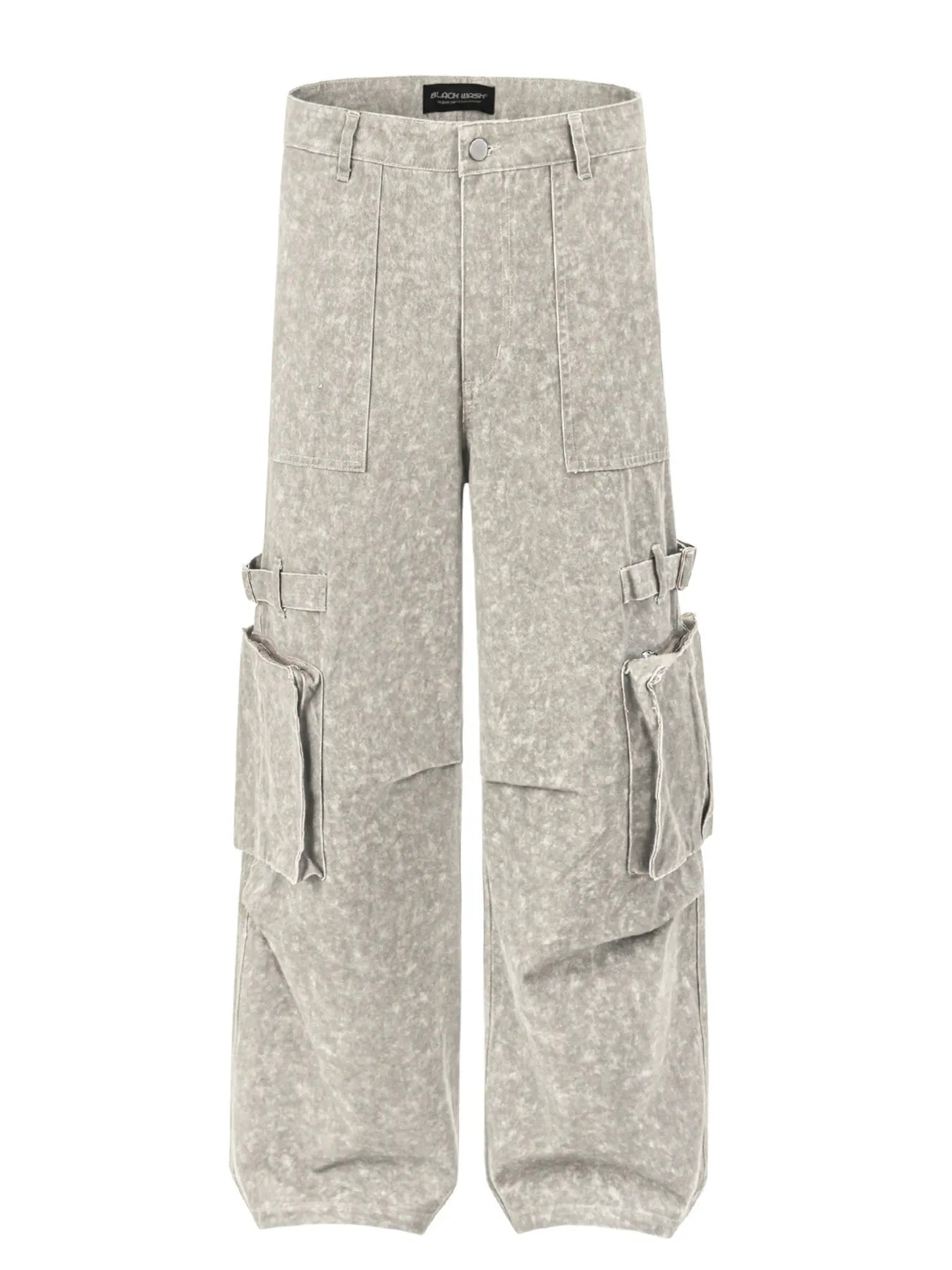 Men's Wide Leg Cargo Jeans Black / S