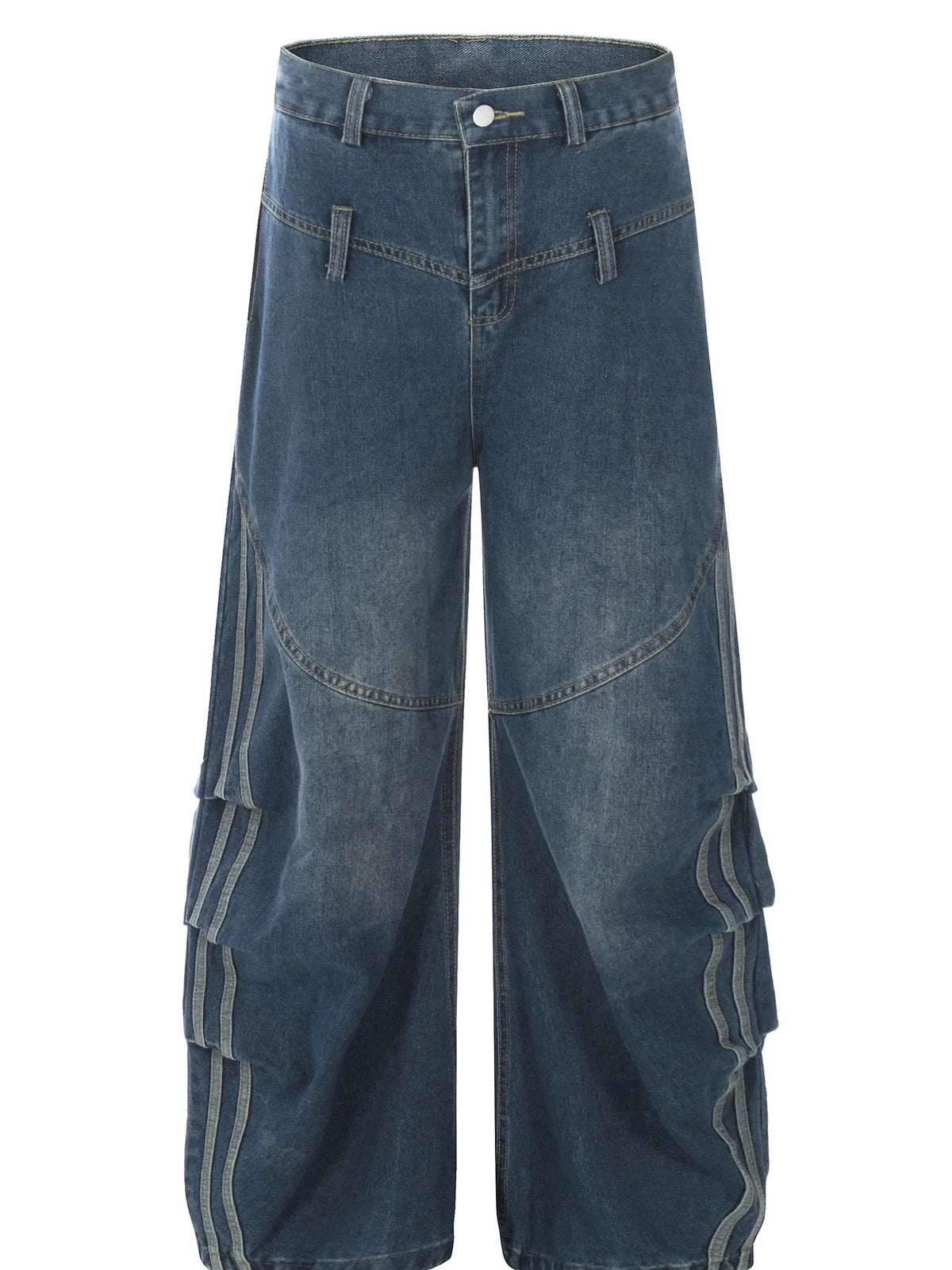 Men's Wide Leg Cargo Jeans Blue / S