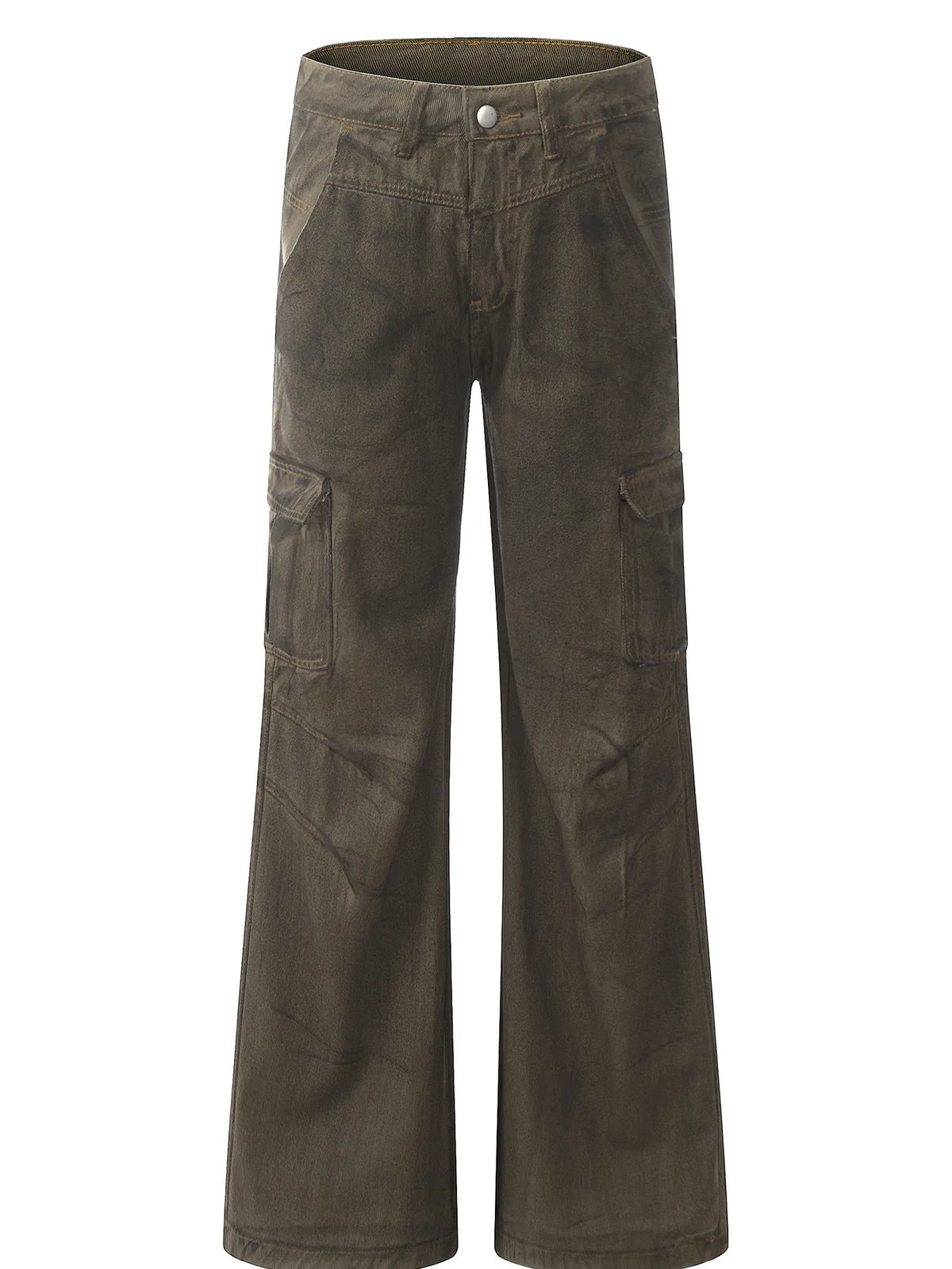 Men's Wide Leg Cargo Jeans Brown / S