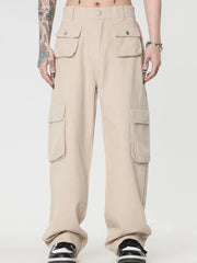 Men's Wide Leg Cargo Pants Apricot / S