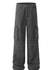 Men's Wide Leg Cargo Pants Gray / S