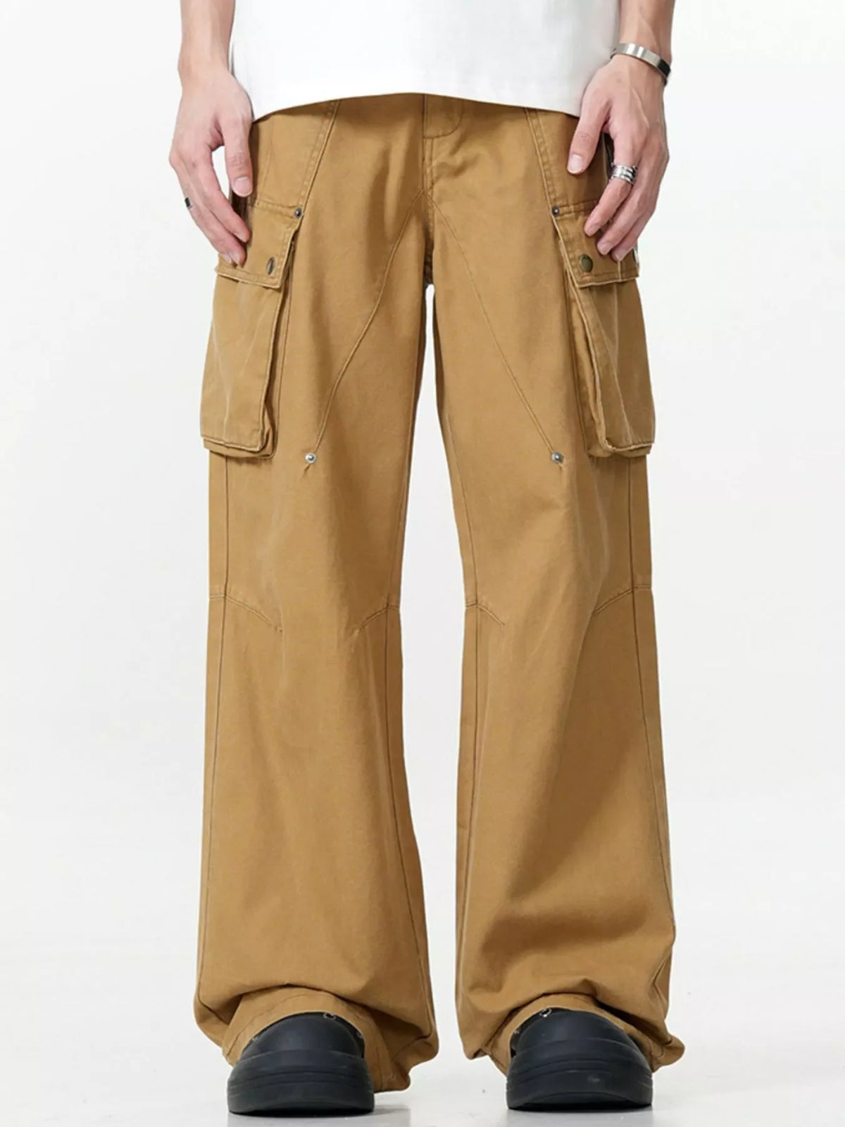 Men's Wide Leg Cargo Pants Khaki / S