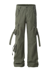 Men's Wide Leg Cargo Pants Military Green / S