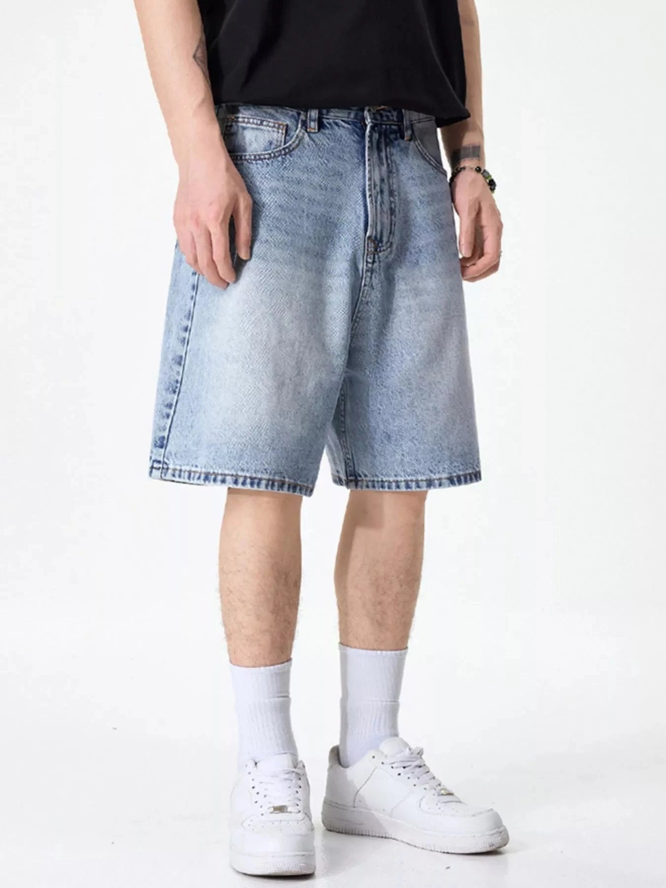 Men's Wide Leg Denim Shorts