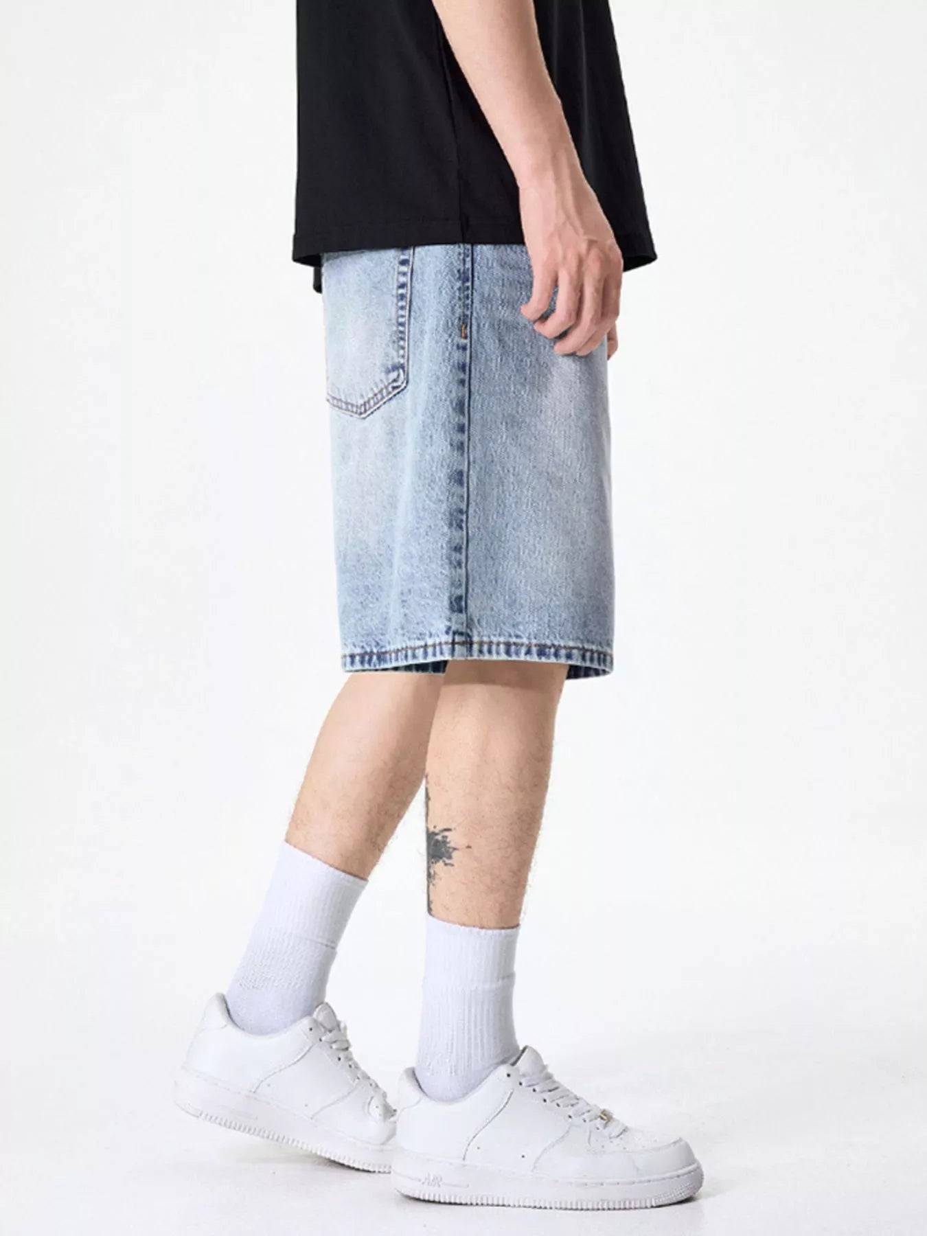 Men's Wide Leg Denim Shorts