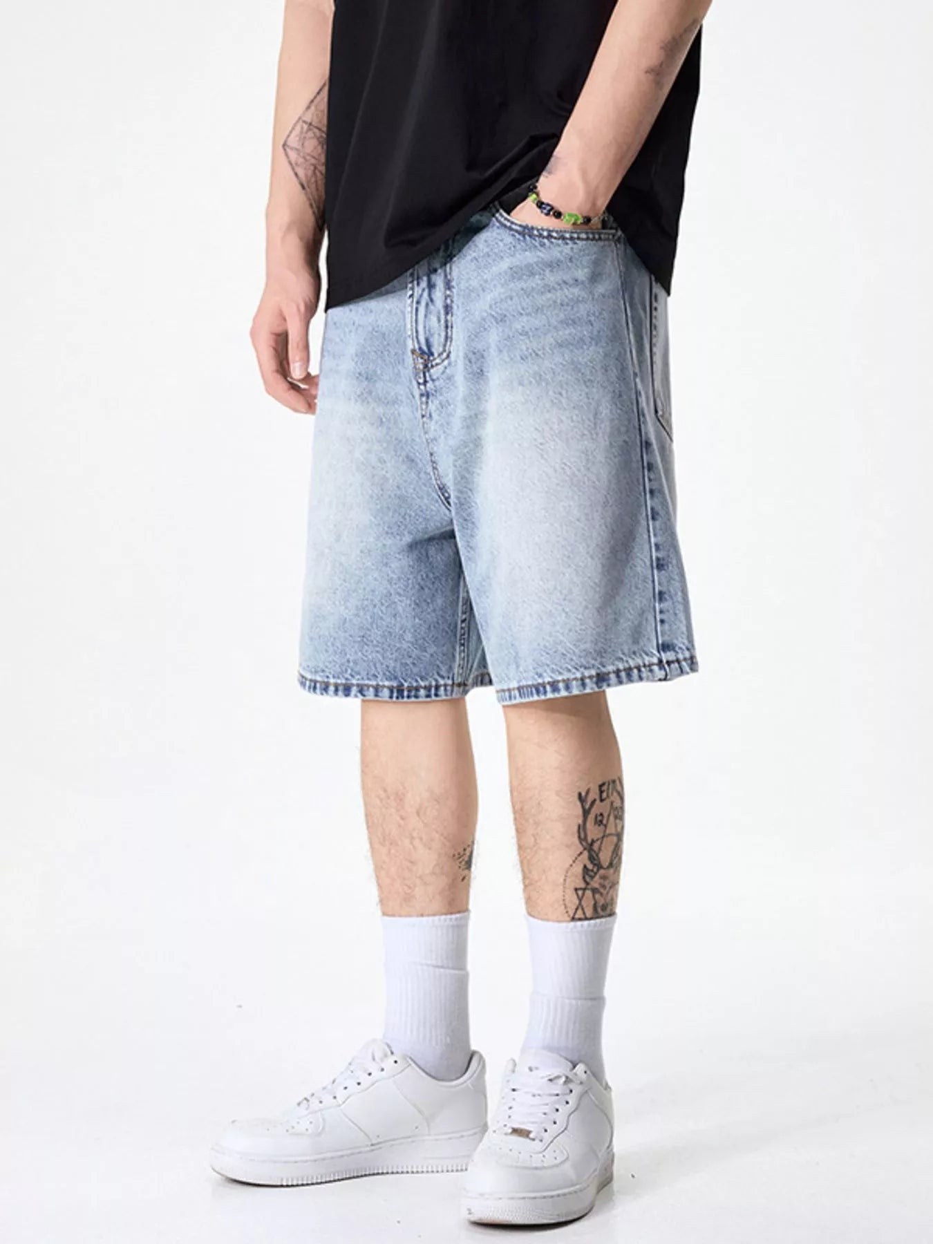 Men's Wide Leg Denim Shorts
