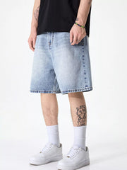 Men's Wide Leg Denim Shorts