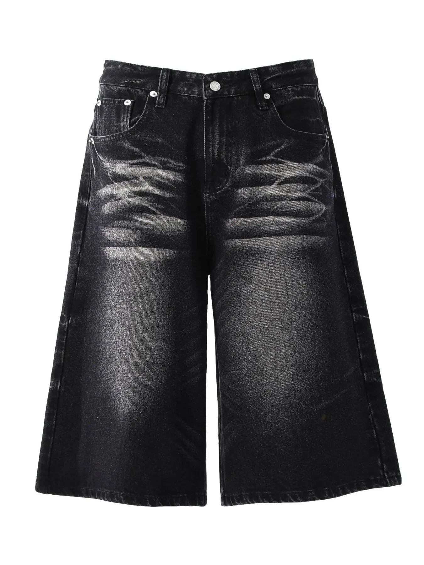 Men's Wide-Leg Denim Shorts Black / S
