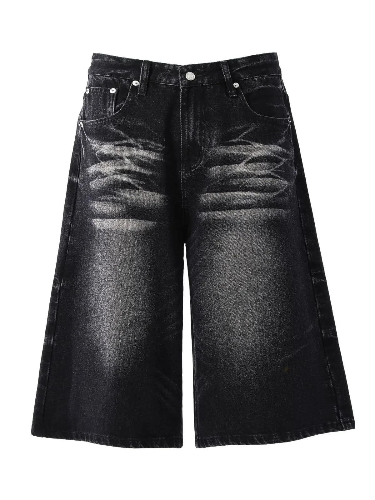 Men's Wide-Leg Denim Shorts Black / S