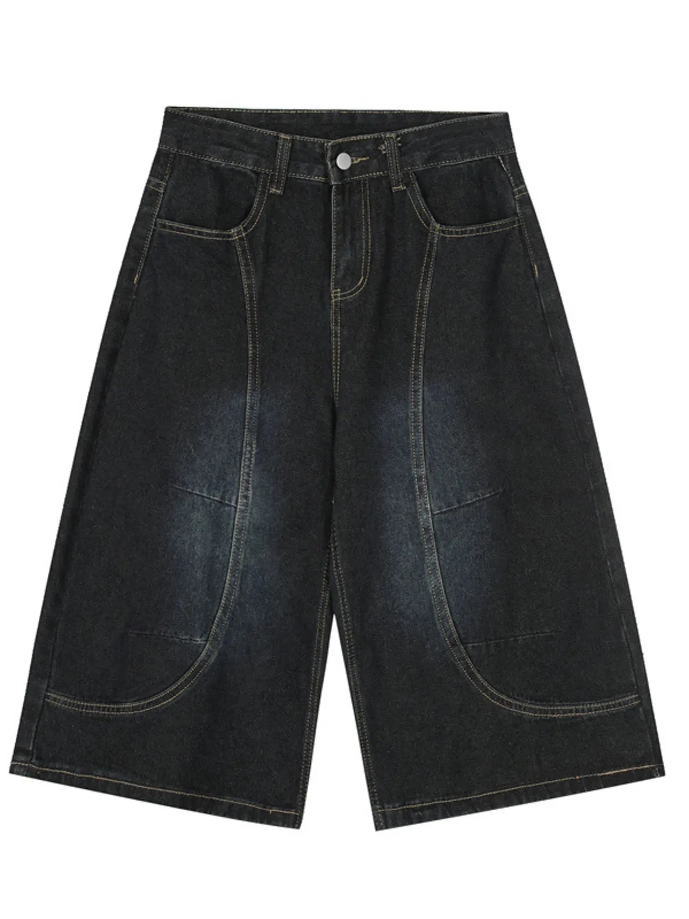 Men's Wide Leg Denim Shorts Black / S