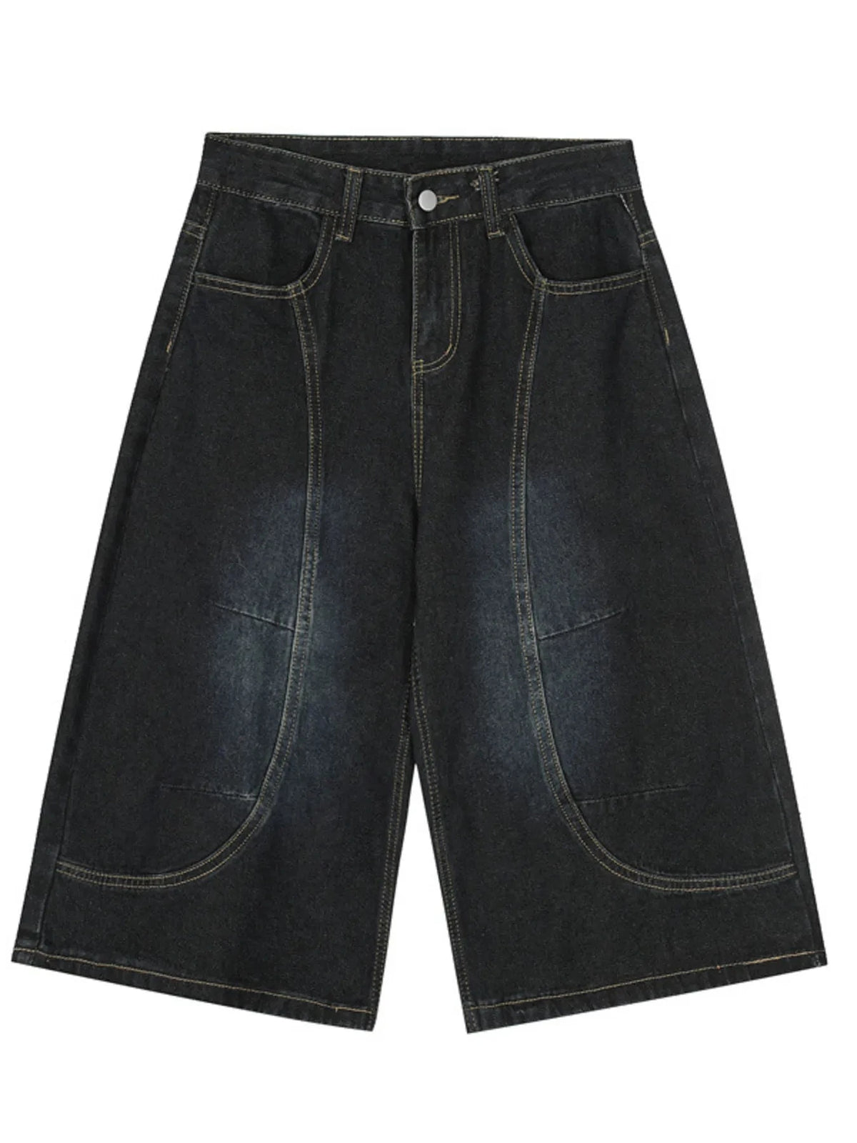Men's Wide Leg Denim Shorts Black / S