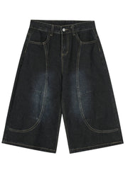 Men's Wide Leg Denim Shorts Black / S