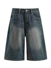 Men's Wide Leg Denim Shorts Blue / S