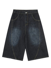 Men's Wide Leg Denim Shorts Navy / S