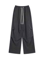 Men's Wide Leg Drawstring Cargo Pants Gray / S