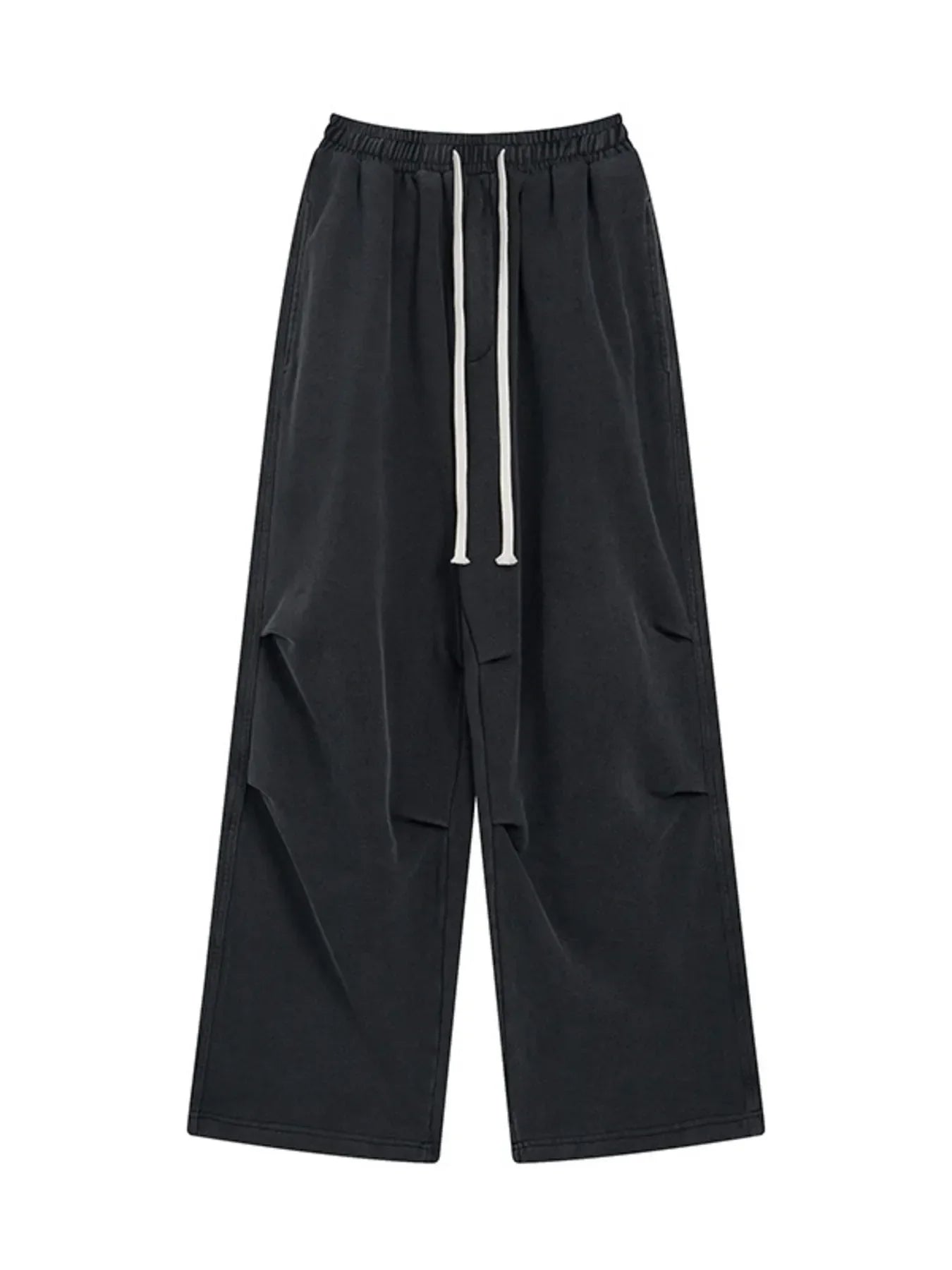 Men's Wide Leg Drawstring Cargo Pants Wasteland Black / S