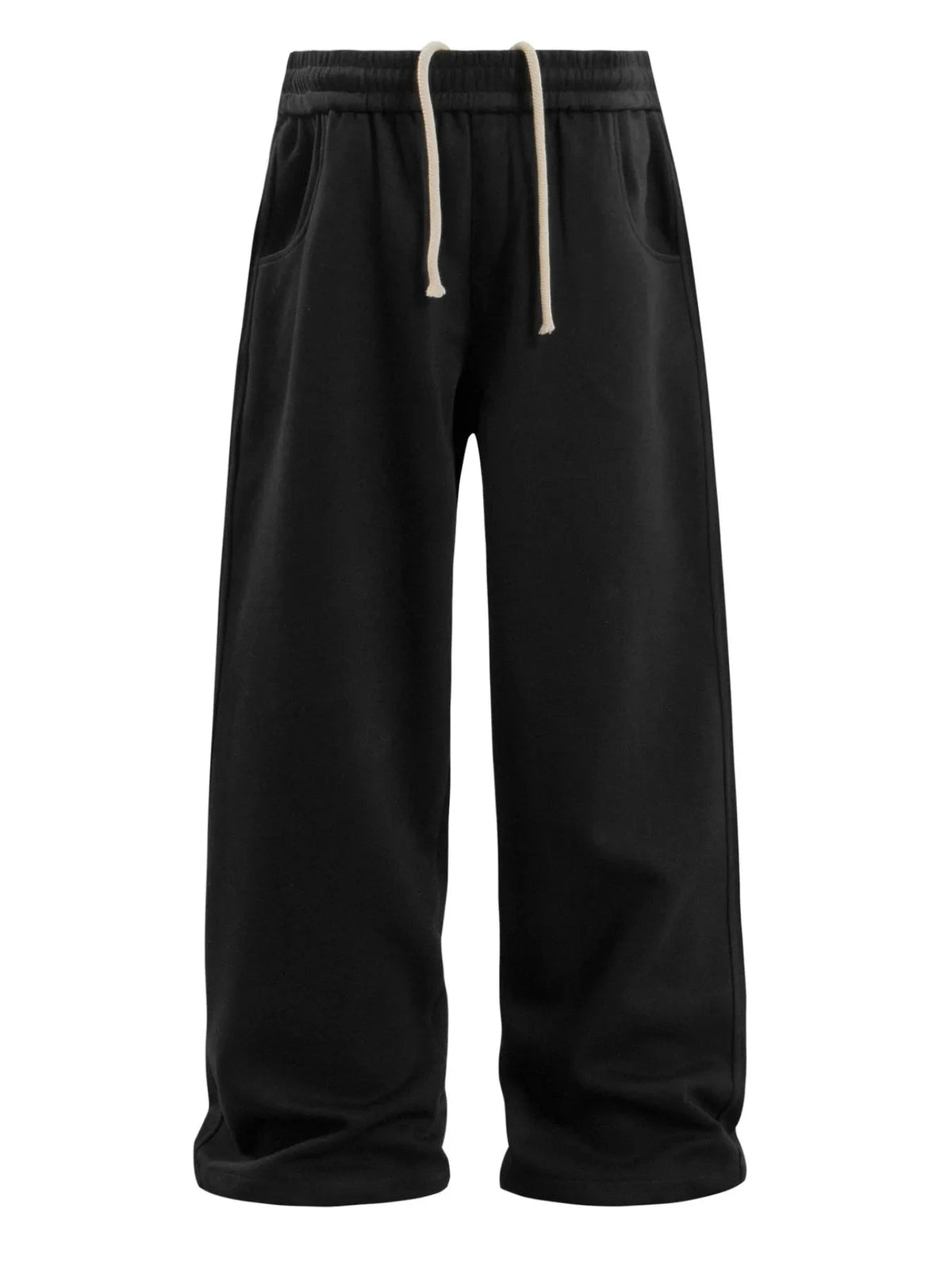Men's Wide Leg Drawstring Casual Pants Black / S