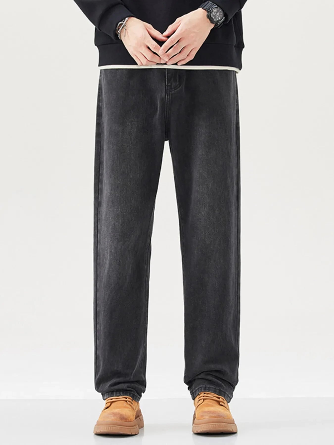 Men's Wide Leg Jeans Black / 28