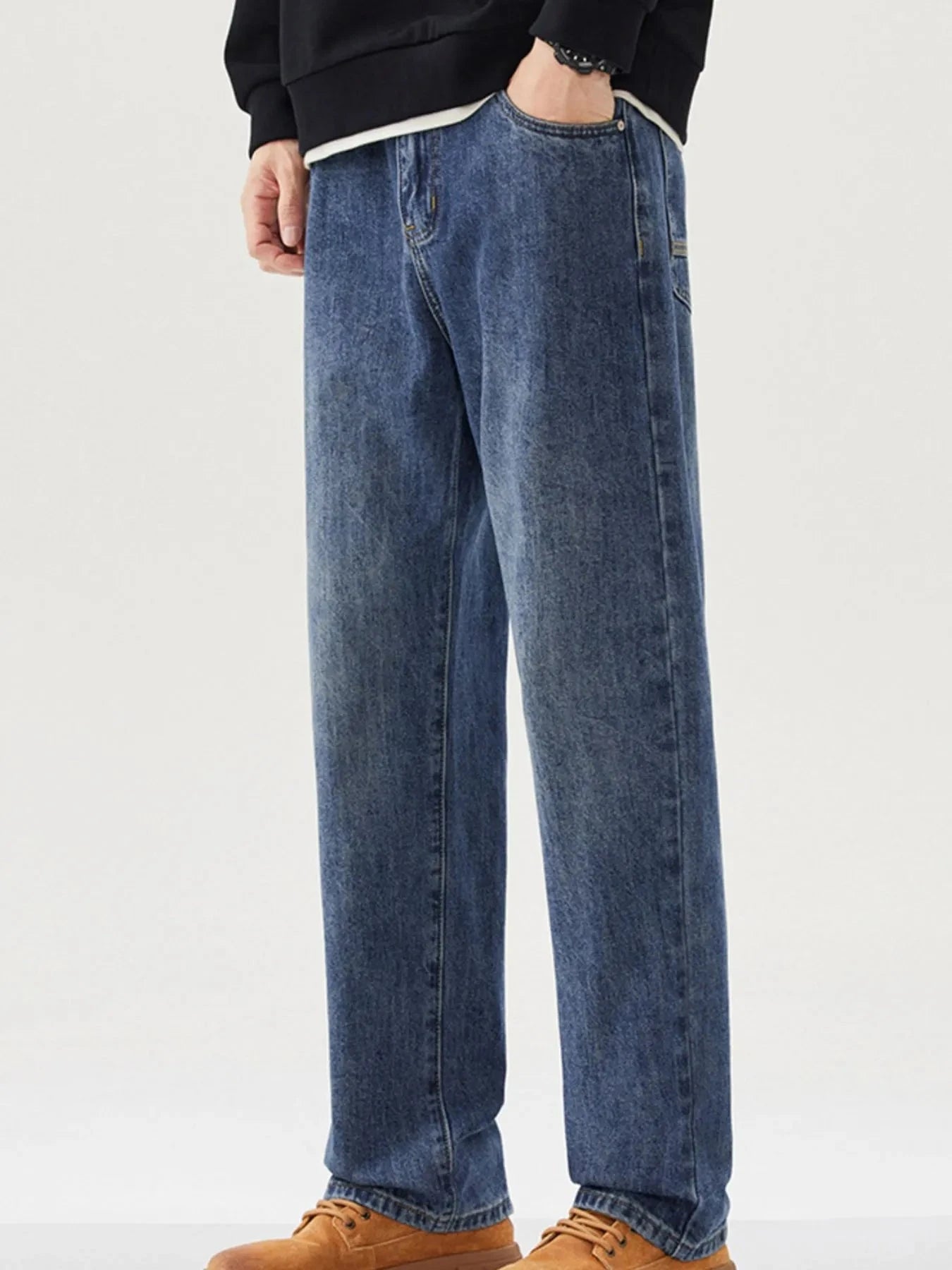 Men's Wide Leg Jeans Blue And Gray / 28