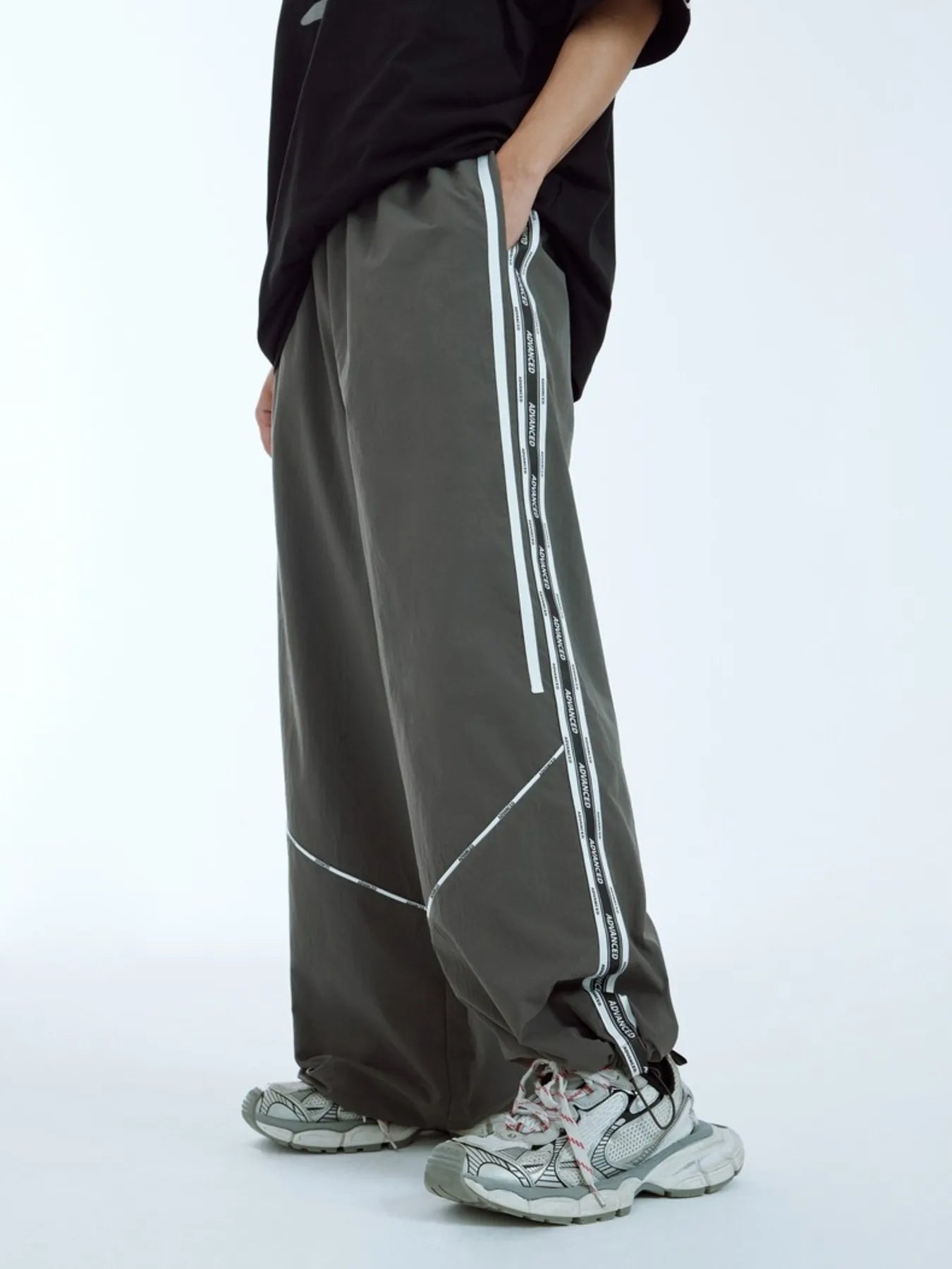 Men's Wide Leg Pants with Side Stripes
