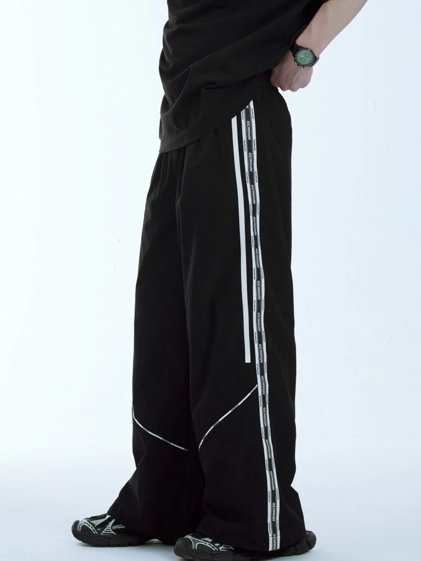 Men's Wide Leg Pants with Side Stripes