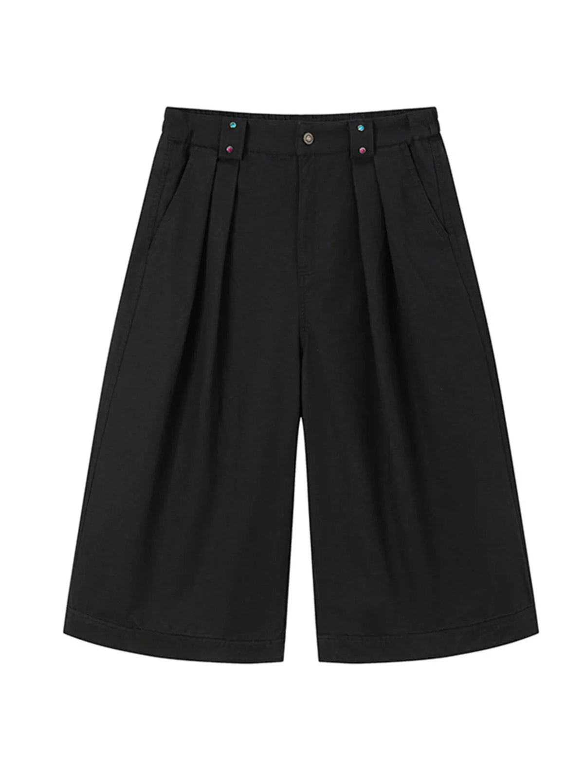 Men's Wide Leg Pleated Shorts Black / S
