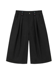 Men's Wide Leg Pleated Shorts Black / S