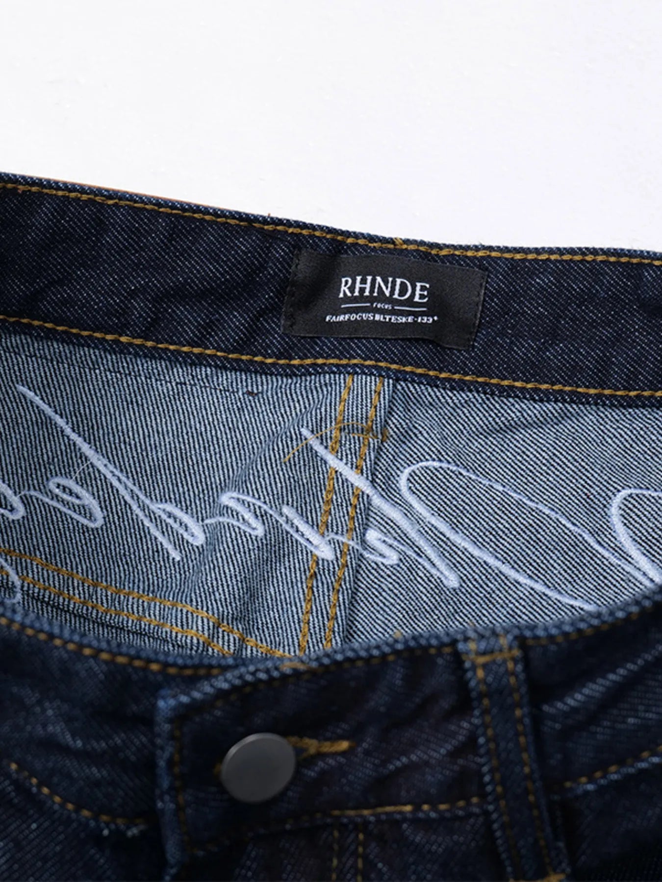 Men's Wide Leg Wash Denim Jeans with Signature Detail