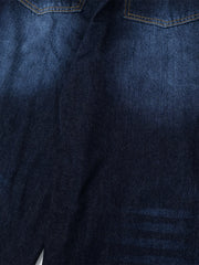 Men's Wide Leg Wash Denim Jeans with Signature Detail