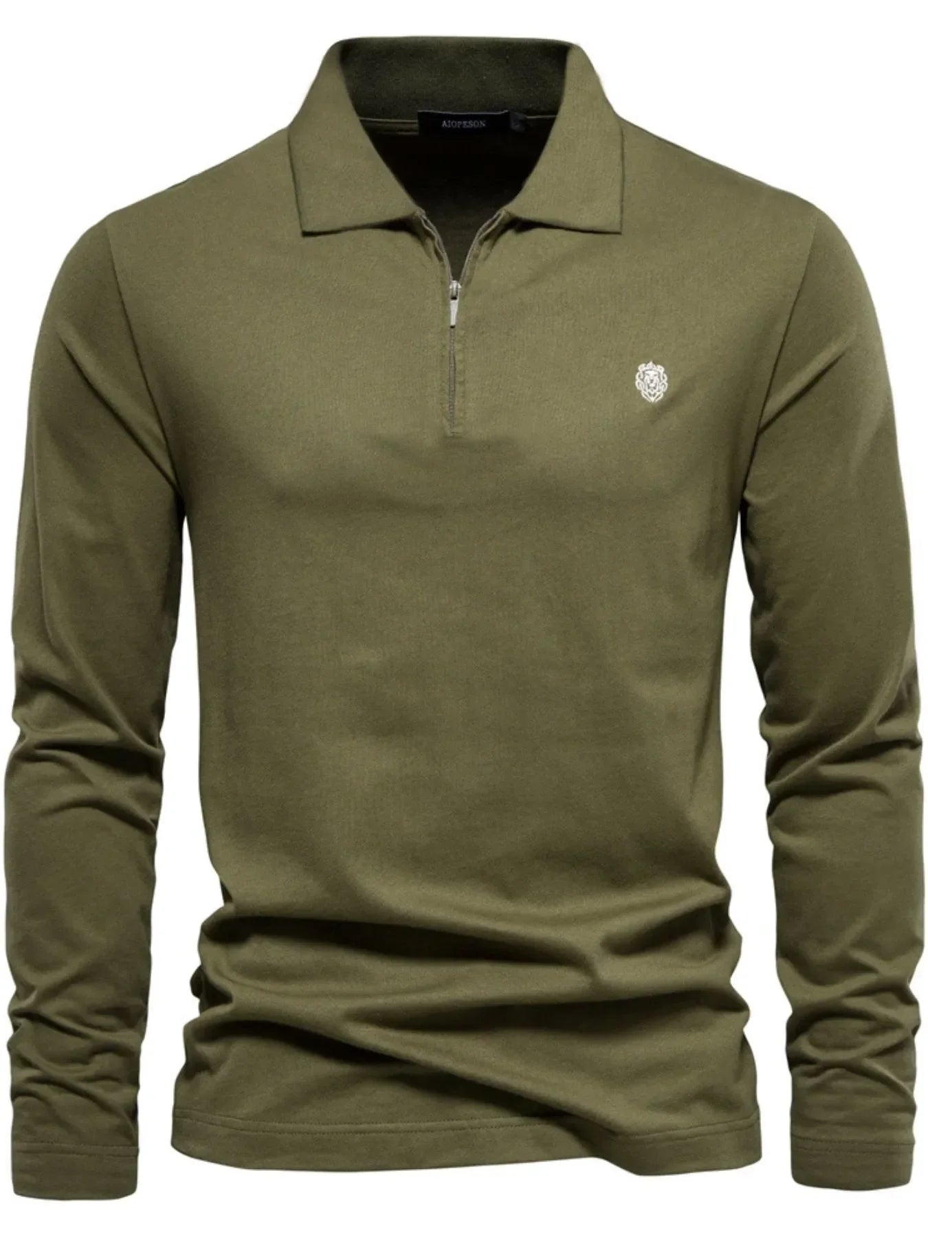 Men's Zip Collar Long Sleeve Polo Moss / S