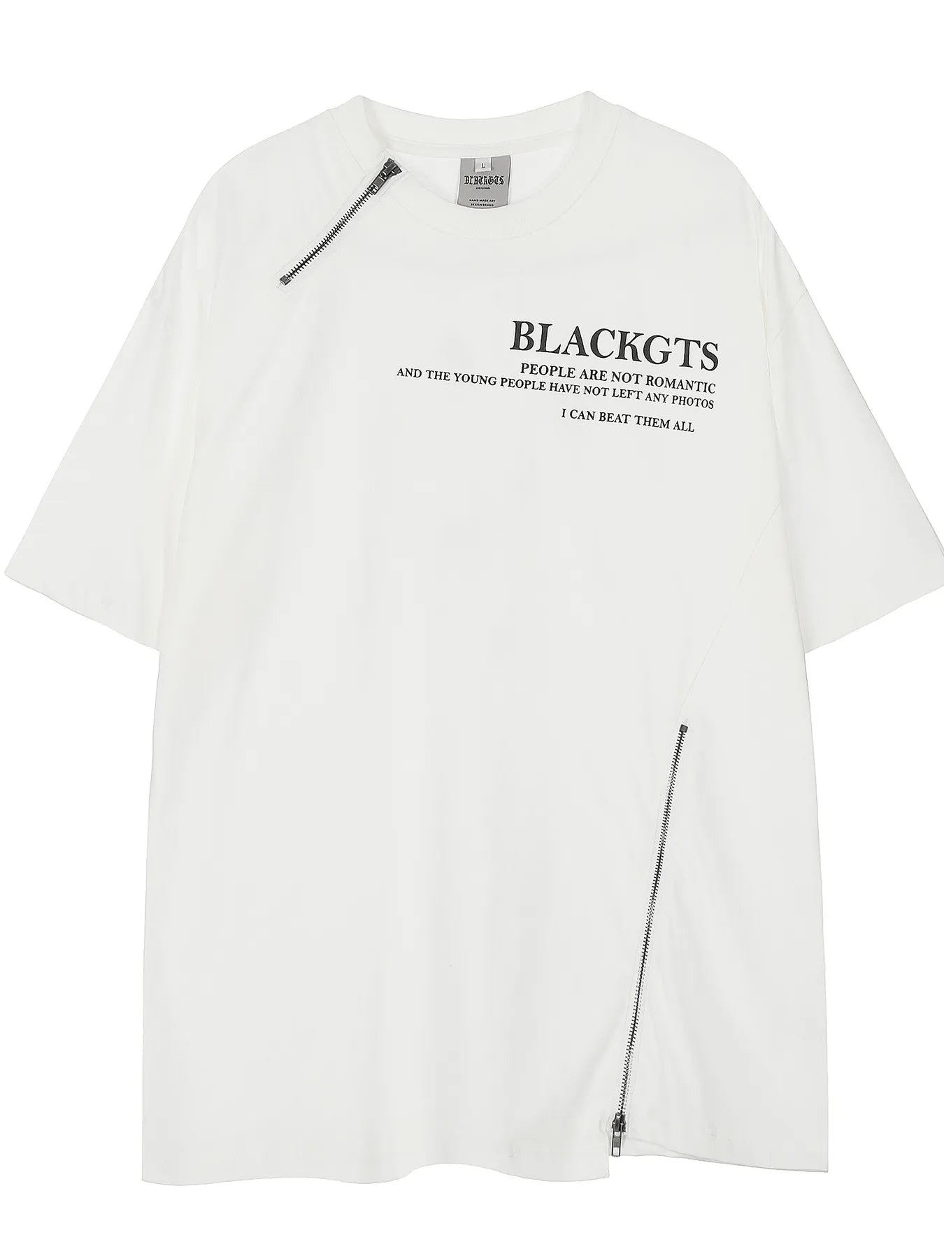 Men's Zip Detail Round Neck T-Shirt White / M