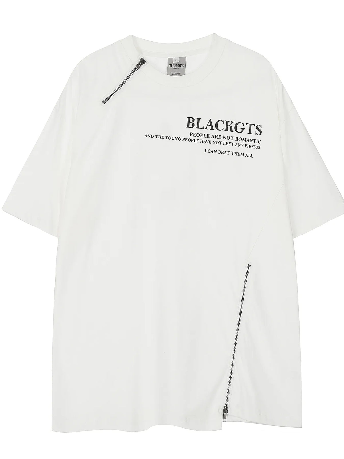 Men's Zip Detail Round Neck T-Shirt White / M