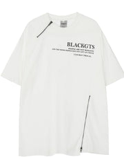 Men's Zip Detail Round Neck T-Shirt White / M