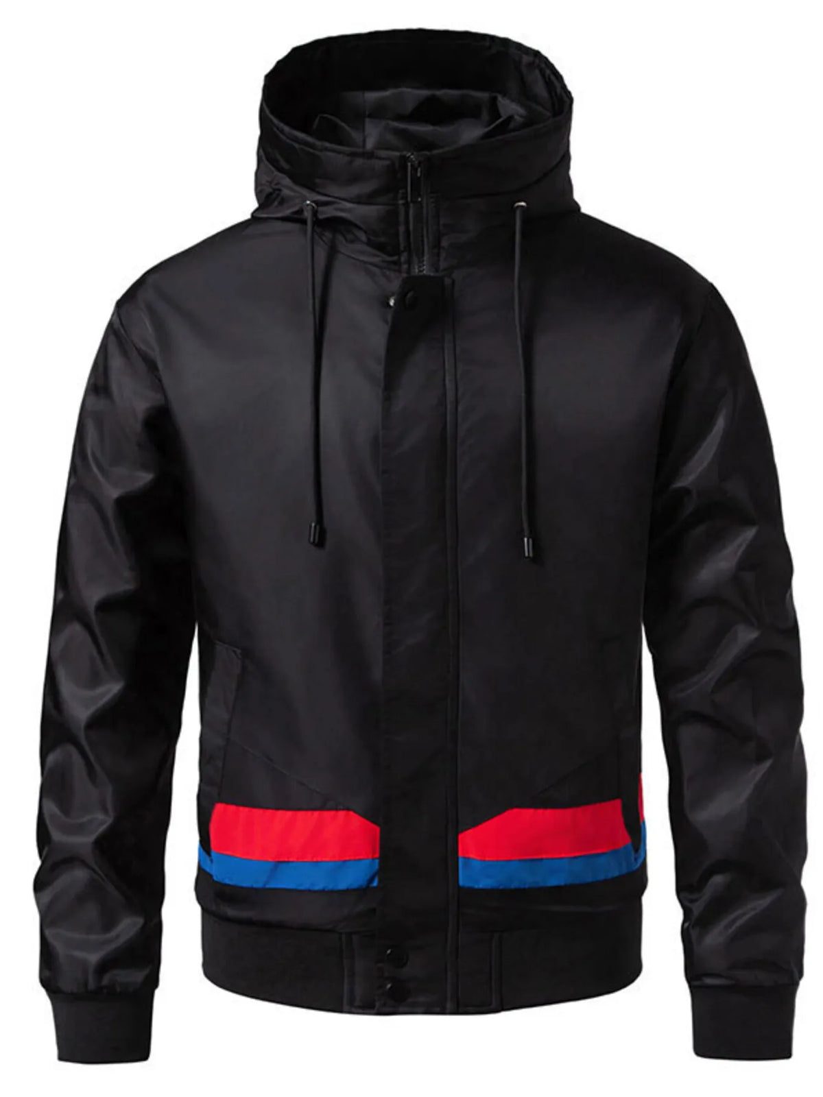 Men's Zip Up Hooded Windproof Jacket Black / M