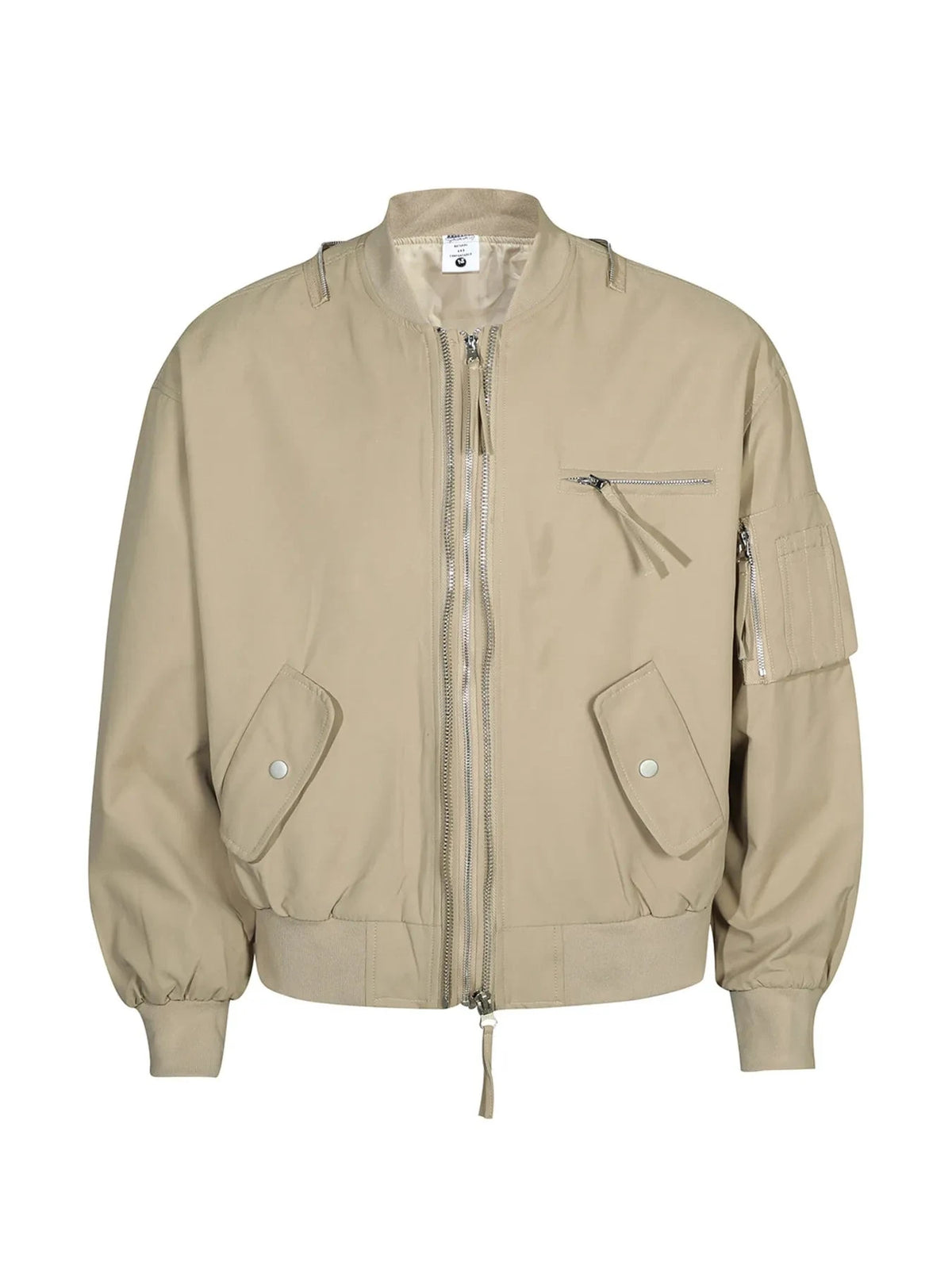 Men's Zip Up Long Sleeve Jacket Apricot / M