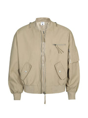 Men's Zip Up Long Sleeve Jacket Apricot / M