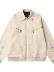 Men's Zip Up Long Sleeve Jacket Apricot / M
