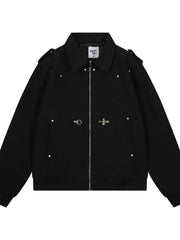 Men's Zip Up Long Sleeve Jacket Black / M
