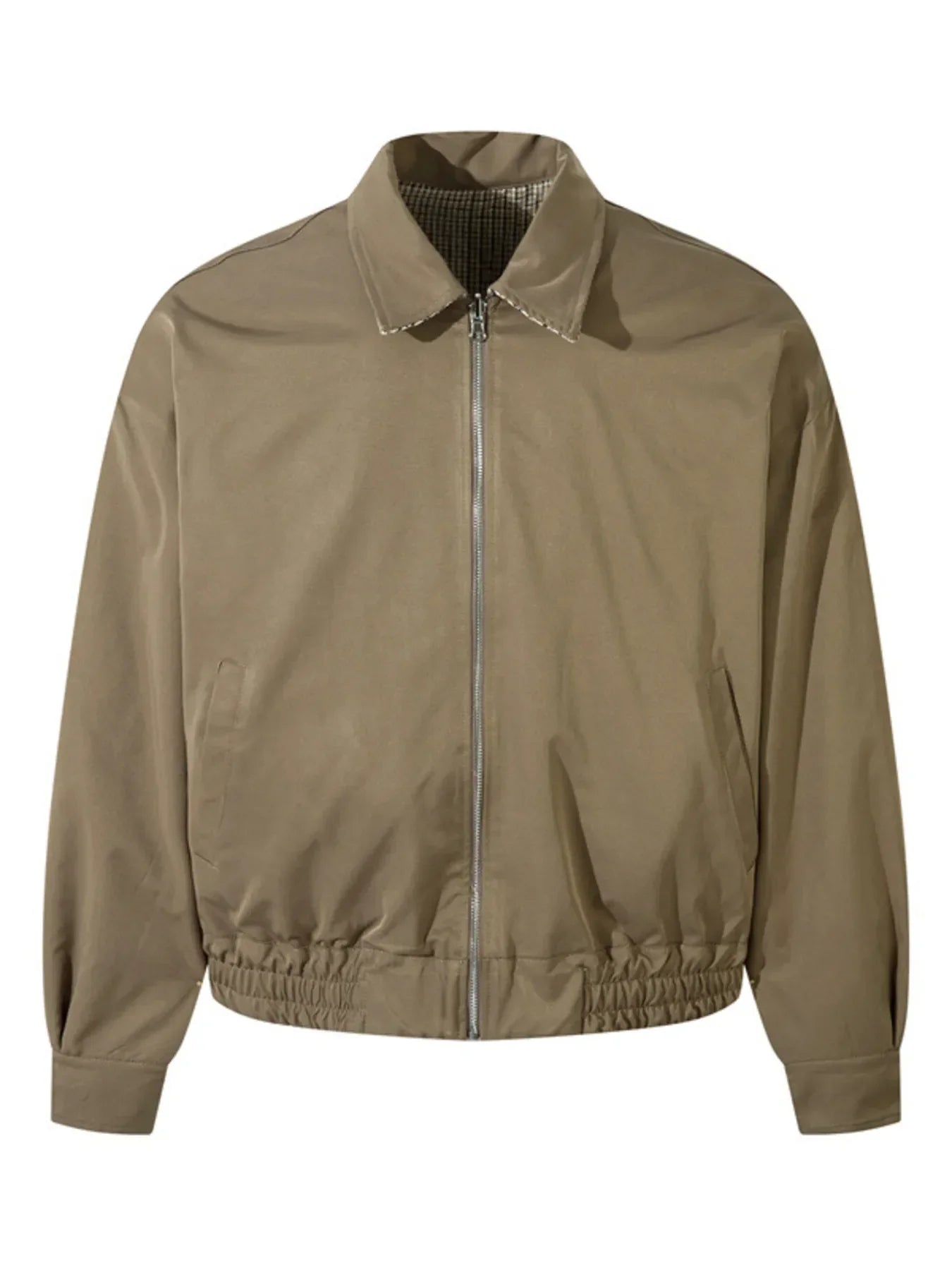 Men's Zip Up Long Sleeve Jacket Brown / M