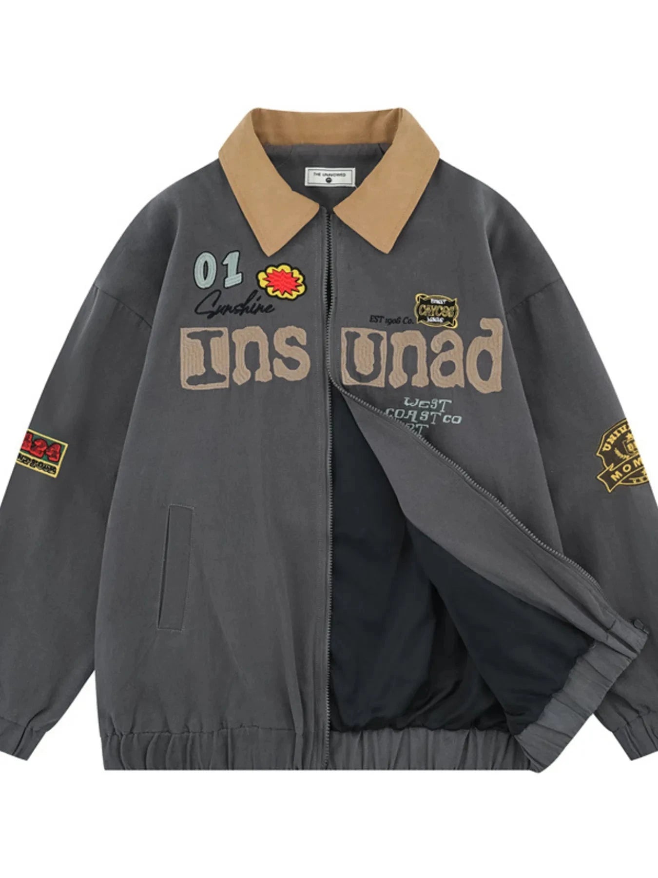 Men's Zip Up Long Sleeve Jacket Dark Gray / M