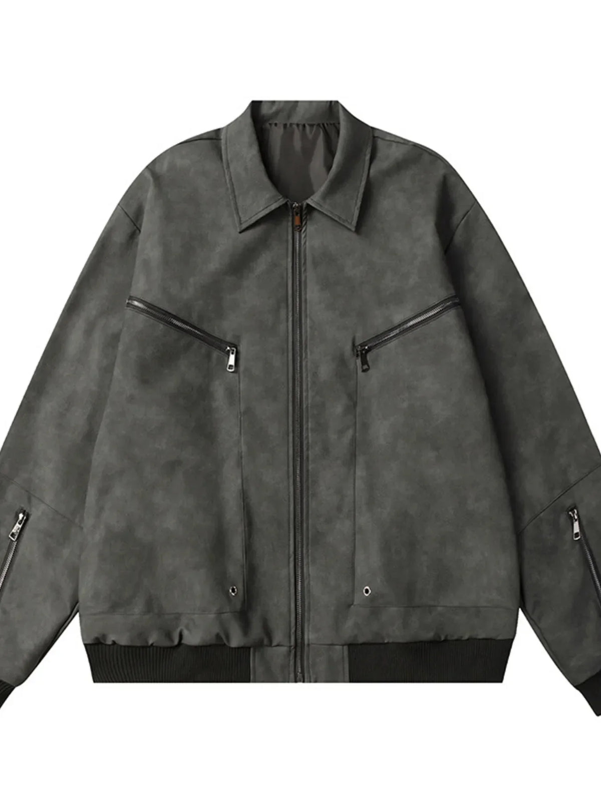Men's Zip Up Long Sleeve Jacket Dark Gray / M