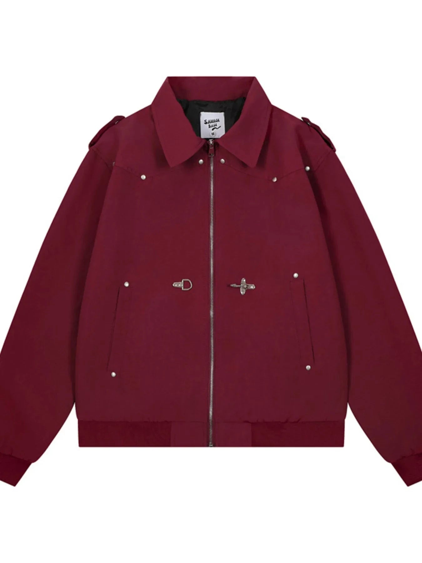 Men's Zip Up Long Sleeve Jacket Dark Red / M