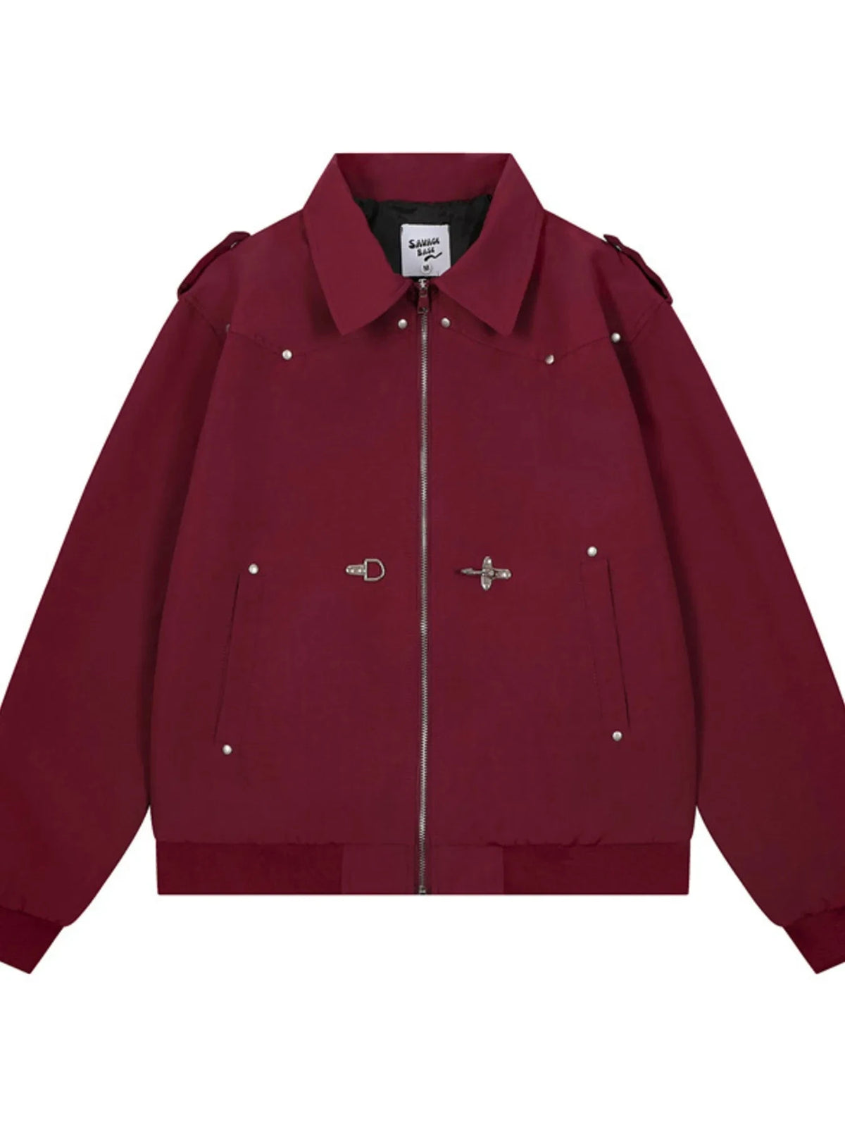 Men's Zip Up Long Sleeve Jacket Dark Red / M