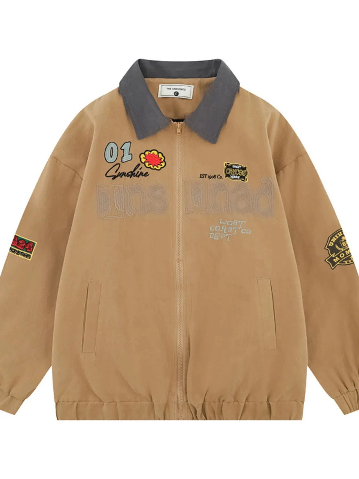 Men's Zip Up Long Sleeve Jacket Khaki / M