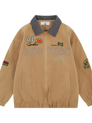Men's Zip Up Long Sleeve Jacket Khaki / M