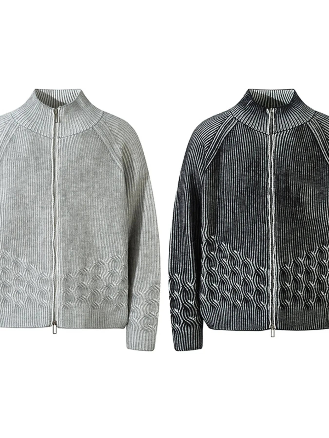 Men's Zip-Up Ribbed Cardigan